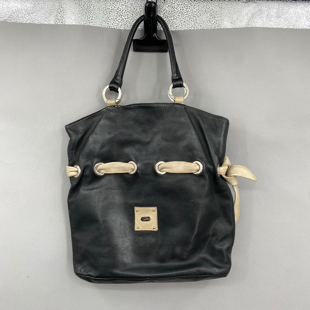 Grilli Roma Leather Tote Bag Medium Black Cream Made in Italy Handbag
Purse Tie